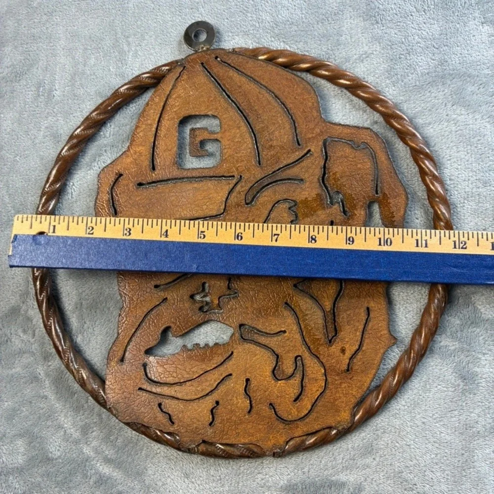 Georgia Bulldogs Metal Wall Art Rustic Copper Tone UGA Mascot Decor 12 Inch